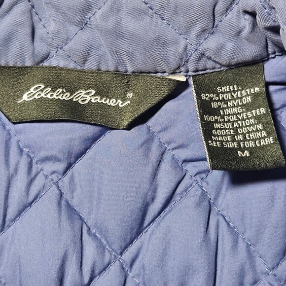 VTG Eddie Bauer Women Premium Goose Down Quilted Vest Blue M Quiet Luxury - Picture 12 of 16
